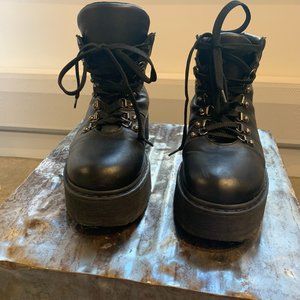 Black leather hiking boots